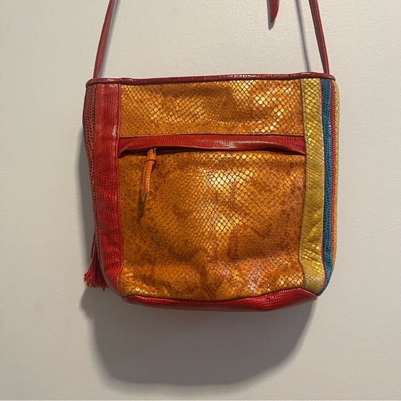 Sharif Multicolor Striped Tassel Crossbody Bag Vintage Boho Statement Purse - Picture 7 of 14